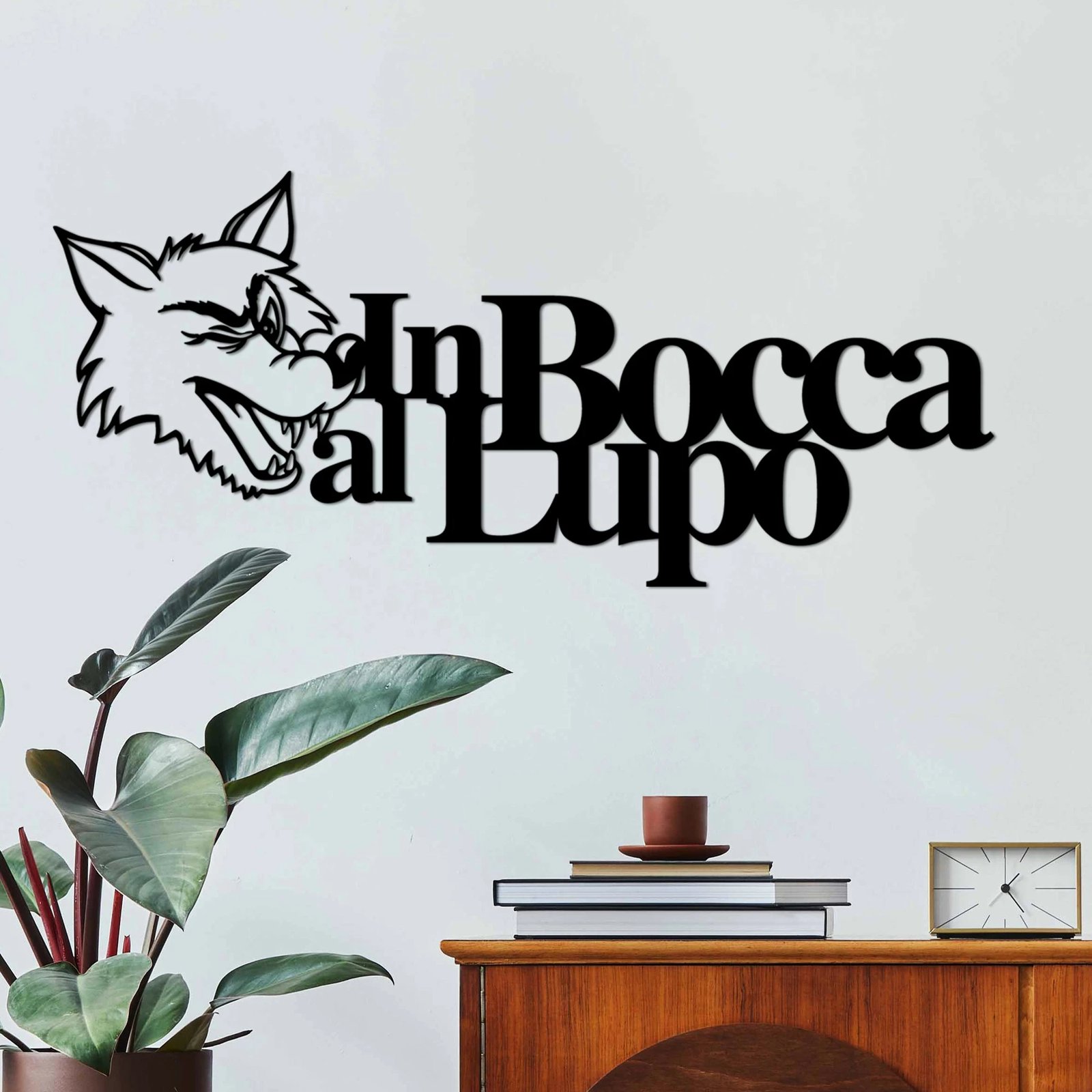 Aksesor dekorativ metalik për mur, Wallity Lupo 2, ngjyrë e zezë, 60x27cm