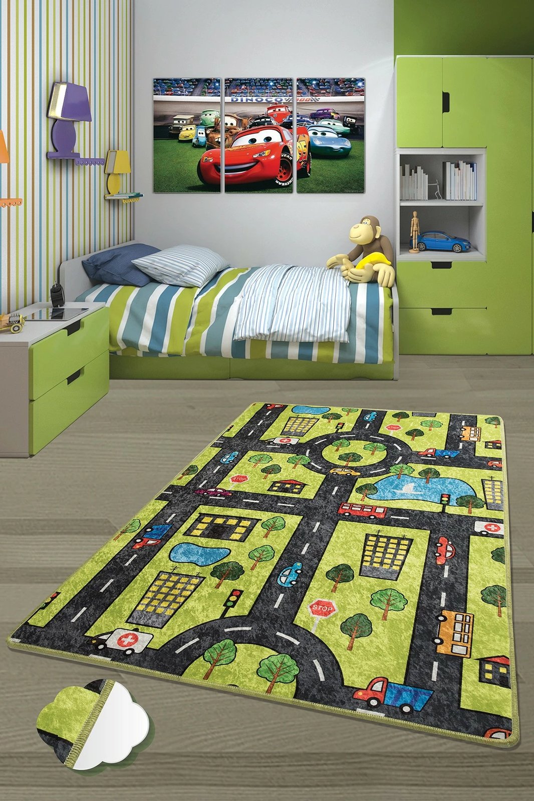 Qilim për fëmijë, dizajn qyteti, 100x160cm, Conceptum Hypnose, Green City