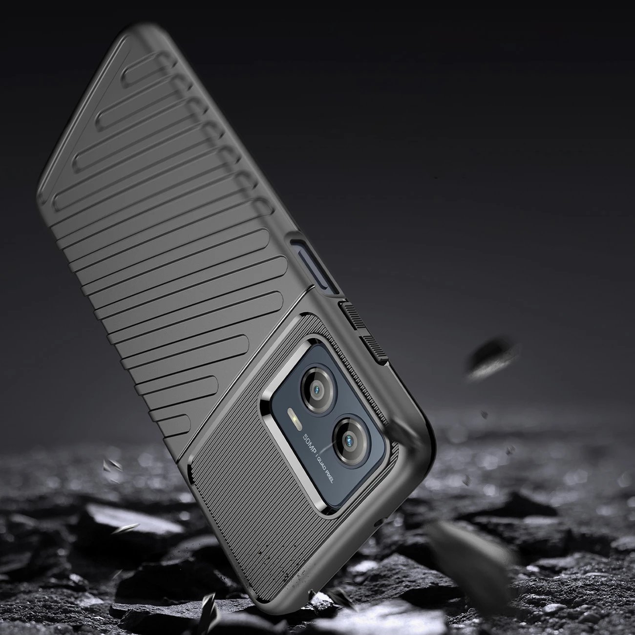 Mbështjellës Hurtel Thunder Case për Motorola Moto G53, TPU, zi