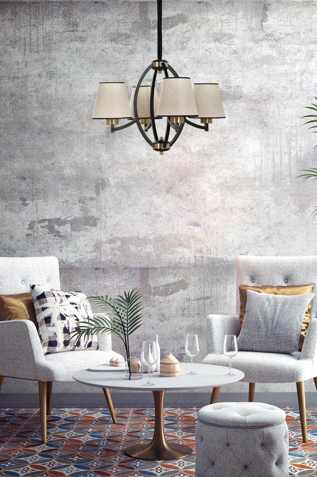 Llambë qendrore Opviq, 8343-4, ngjyrë bezhë, e zezë, ari