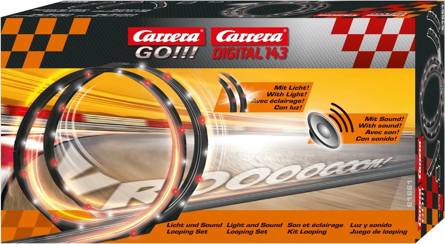 Set looping me drita LED dhe zë Carrera GO!!!, për pista garash, i zi