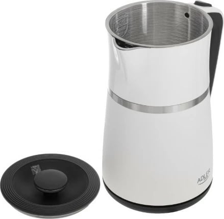 Çajnik elektrik, Adler, AD1355W, 1.7 L, 2200 W, mure të dyfishta, çelik inox brenda, bazë 360°, bardhë-e zezë