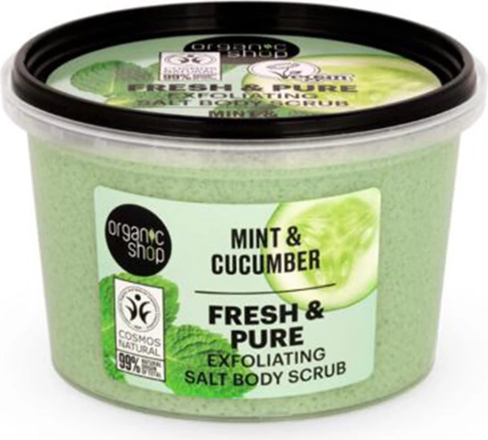 Skrab trupi me kripë Organic Shop Fresh & Pure Mint & Cucumber 250ml