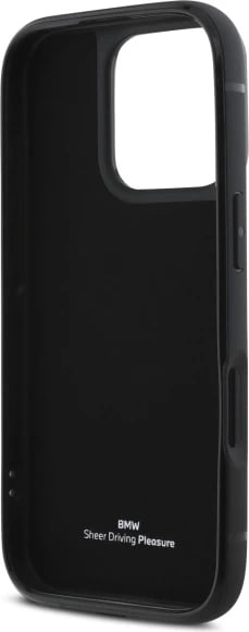 Mbështjellës BMW Sign prej lëkure për iPhone 16 Pro Max, i zi