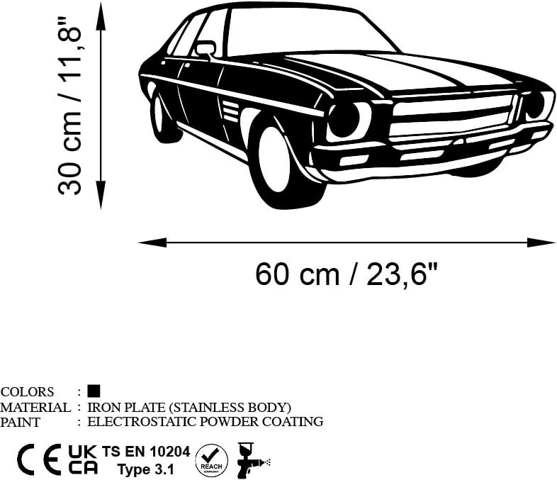 Aksesor dekorativ metalik për mur, Wallity, Holden Monaro Sedan