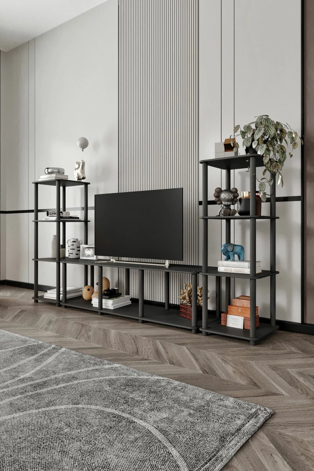 Komodë TV Skye Decor, e madhe, ngjyrë e zezë