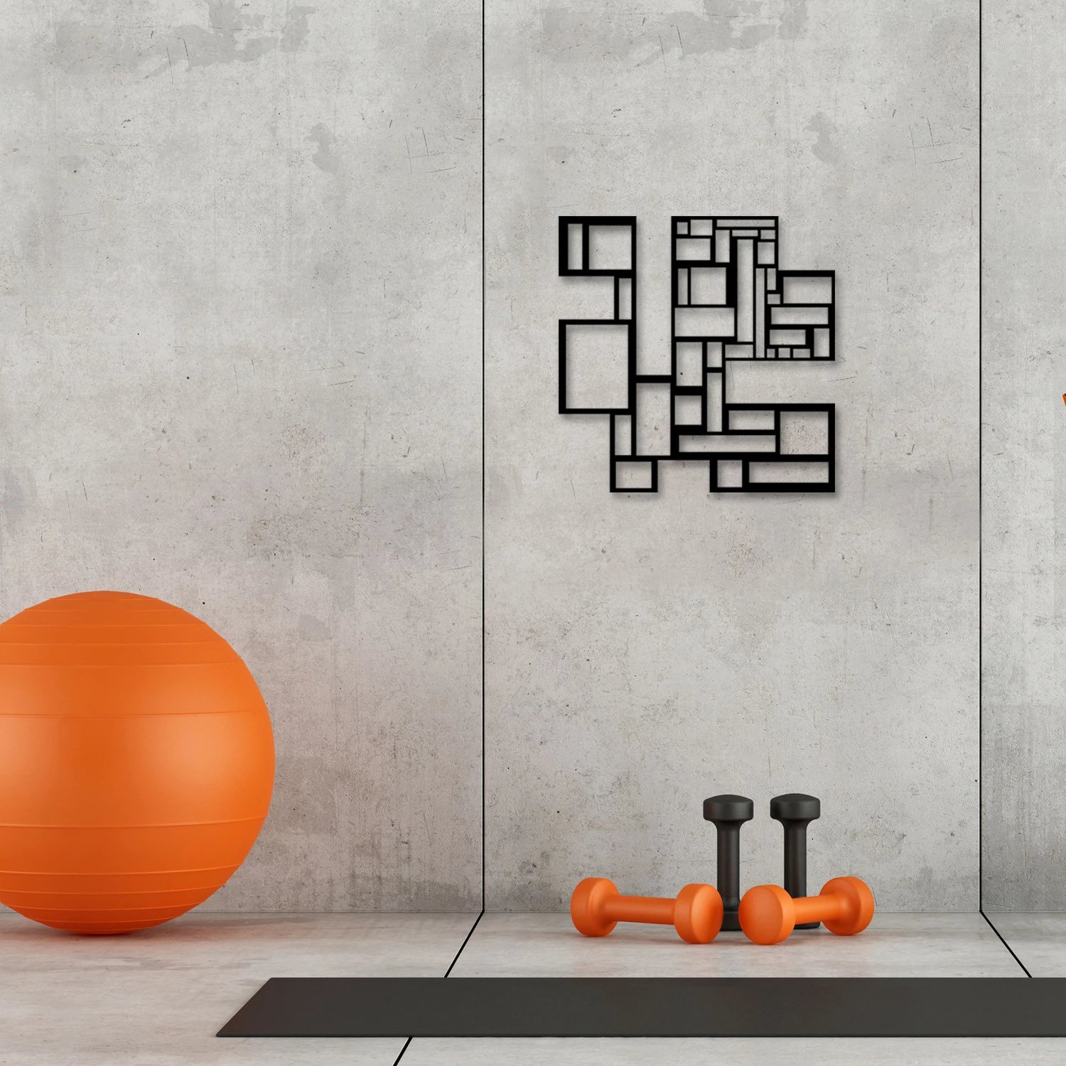 Aksesor dekorativ metalik për mur, Wallity, dekor katrorë