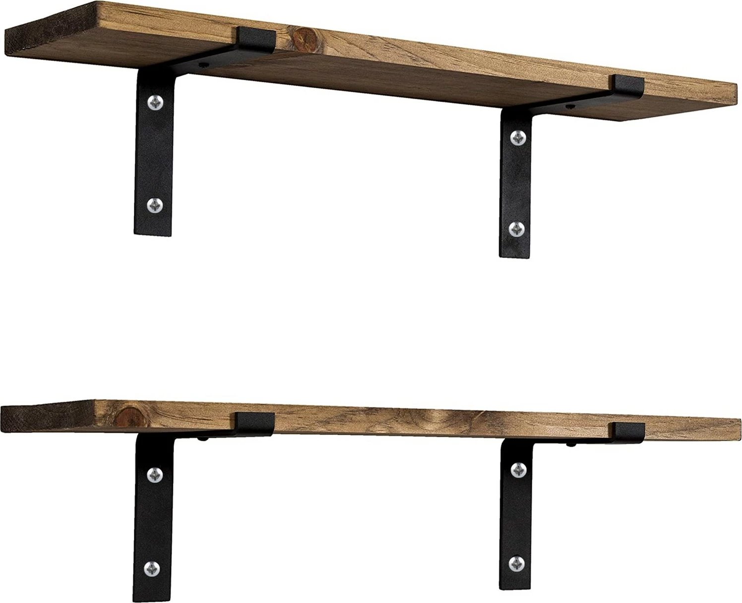 Raft dekorativ prej druri për mur, ngjyrë arre, Hanah Home Lam022 (2 copë)