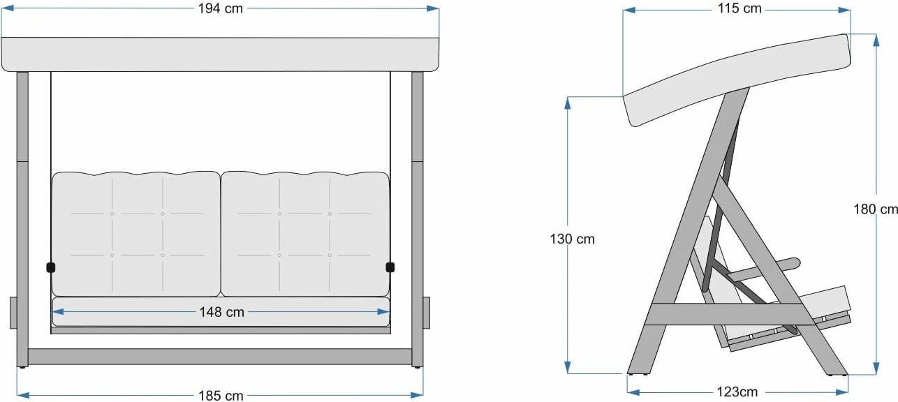 Karrige lëkundëse treshe për kopsht, ngjyrë bezhë, Skye Decor, Paris 2000