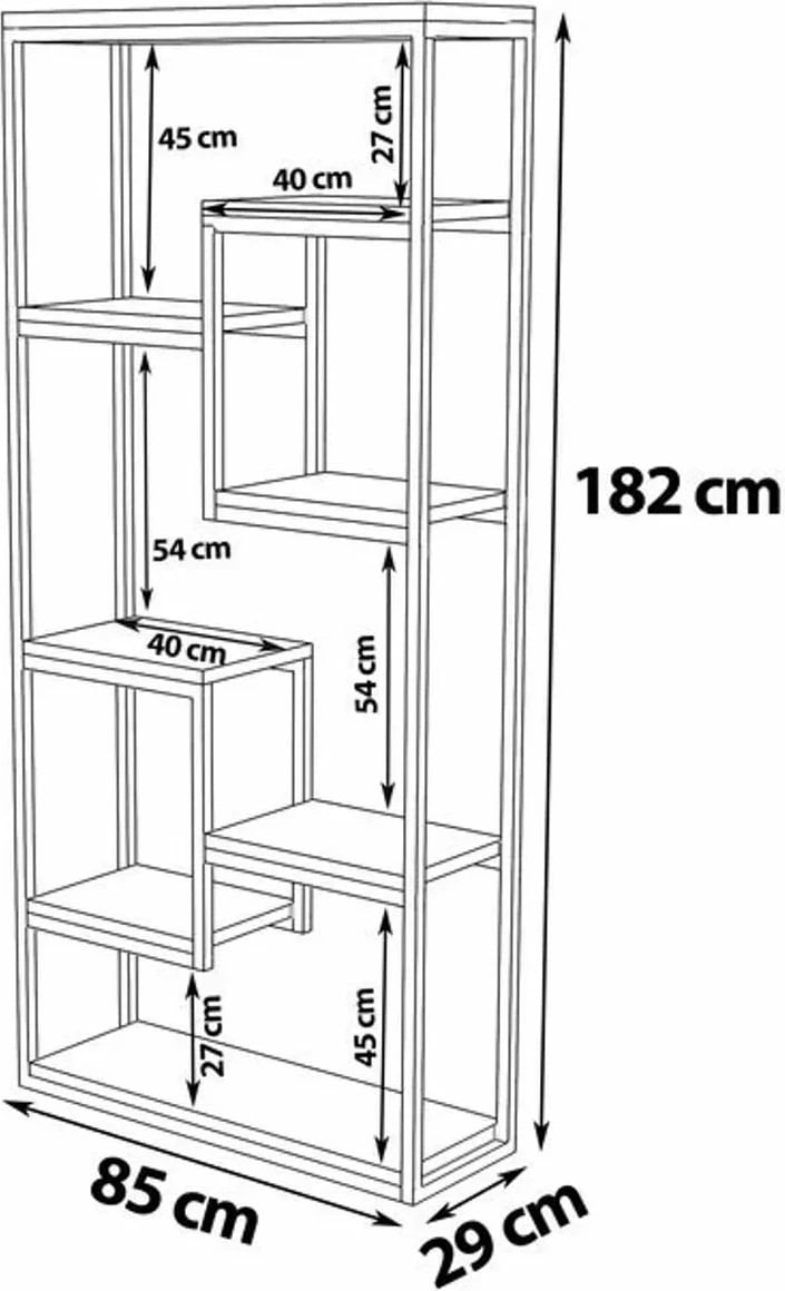 Raft librash Skye Decor, Emina, ngjyrë arre, e zezë