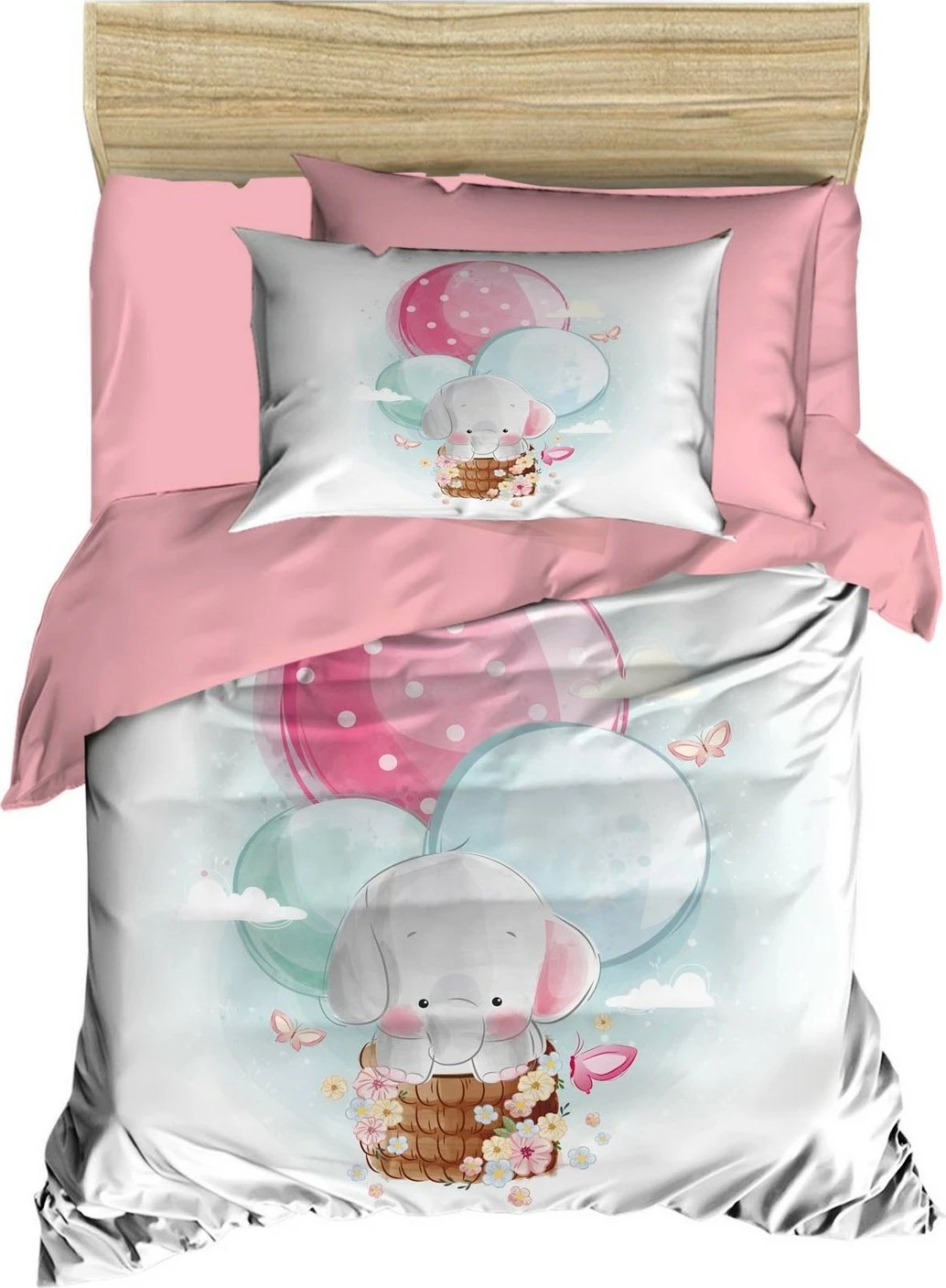 Set mbulesë për krevat fëmijësh, L'essentiel, PH159, rozë, e bardhë, 3 copë