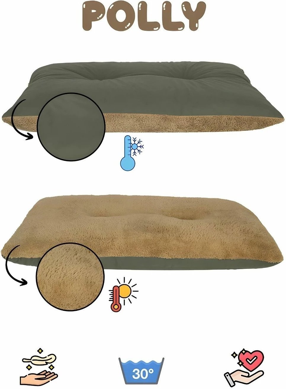 Shtrat për qen Polly, Paws & Whiskers, 60x90, ngjyrë e gjelbër