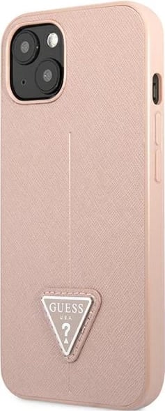 Mbështjellës Guess GUHCP14MPSATLP për iPhone 14 Plus 6.7", SaffianoTriangle Logo, Rozë