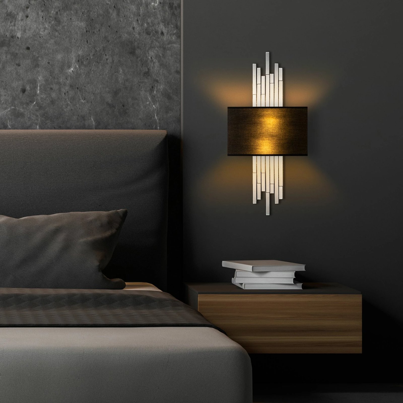 Llambë muri Opviq, Axıs - 15124, trup metalik, kapak prej tekstili, e bardhë dhe e zezë Llambë muri Opviq, Axıs - 15124, trup metalik, kapak prej tekstili, e bardhë dhe e zezë