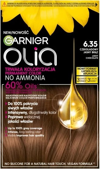 Ngjyrë për flokë për femra Garnier Olia 6.35 Çokollatë Kafe e Çelët, 1 copë