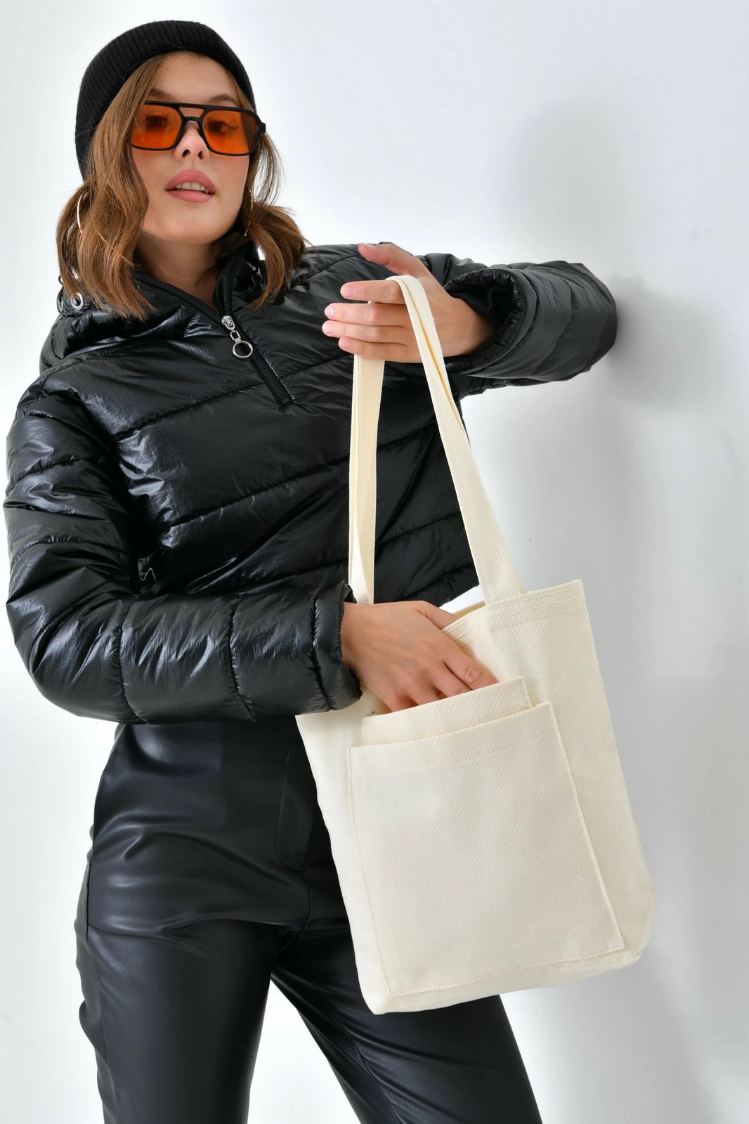 Tote bag gabardinë, ngjyrë ecru, Zoozie Bags, 2119