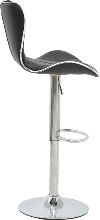 Karrige për bar Jorine, lartësi e rregullueshme, lëkurë artificiale e zezë, bazë kromi, 53x44x114cm, set prej 2 copësh