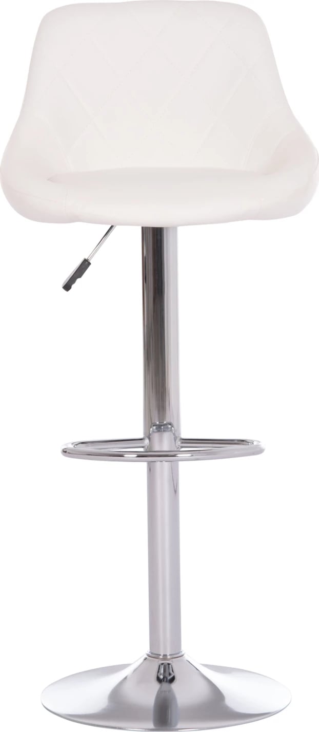 Karrige për bar ROSE, bazë kromi, lëkurë PU e bardhë, set prej 2 copësh, 48x45x105cm