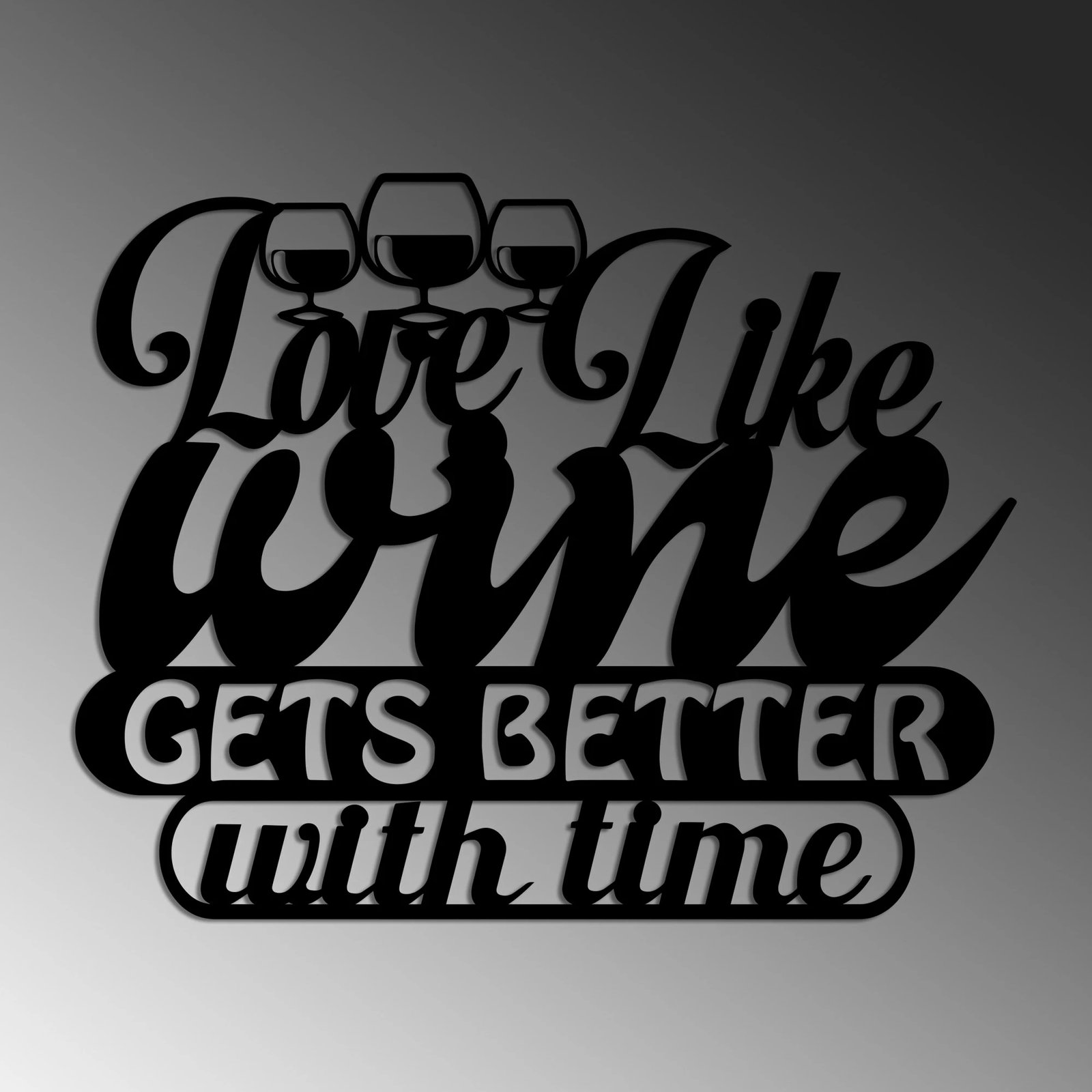 Aksesor dekorativ metalik për mur, Wallity, Wine Better