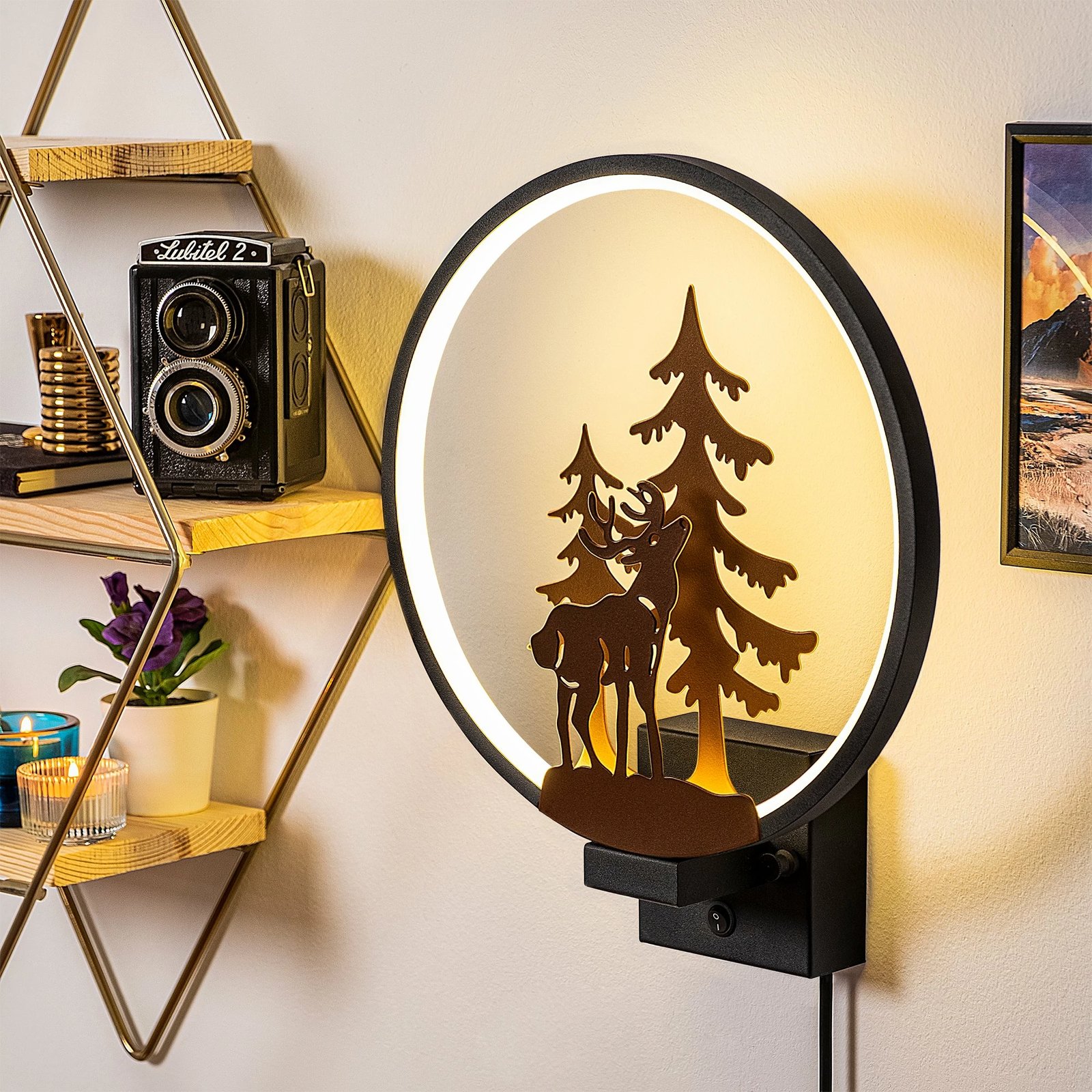 Llambë muri dekorative Opviq, XMAS24, e zezë dhe bakri