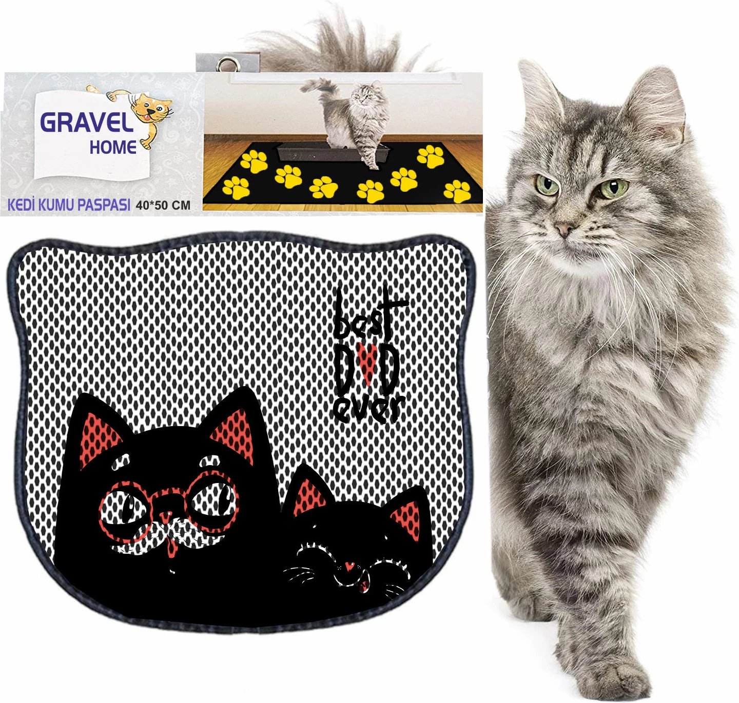 Tapet për rërë mace, Paws & Whiskers, Kdkafa0215, shumëngjyrësh, 40x50cm