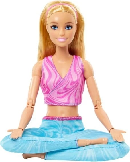 Kukull Barbie Mattel Made to Move HRH27, flokë bionde, veshje sportive rozë dhe blu
