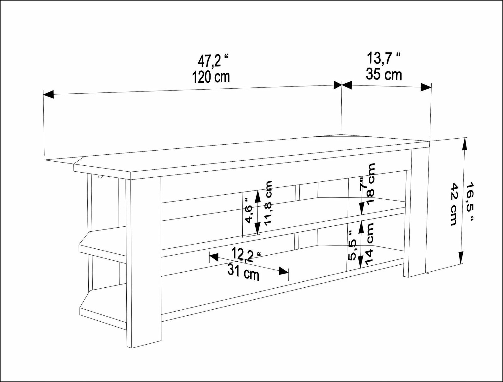 Komodë TV Skye Decor, e bardhë, lisi oud