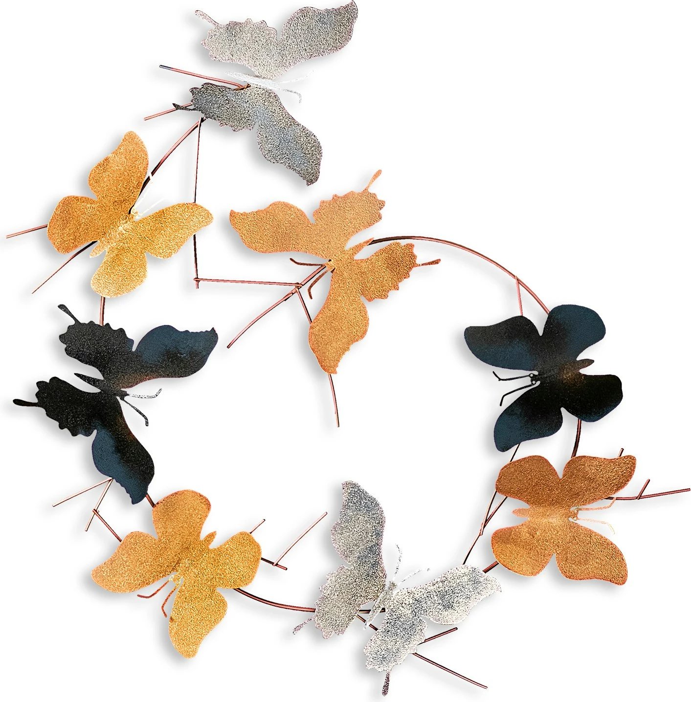 Aksesor dekorativ metalik për mur, flutura, shumëngjyrëshe, Wallity