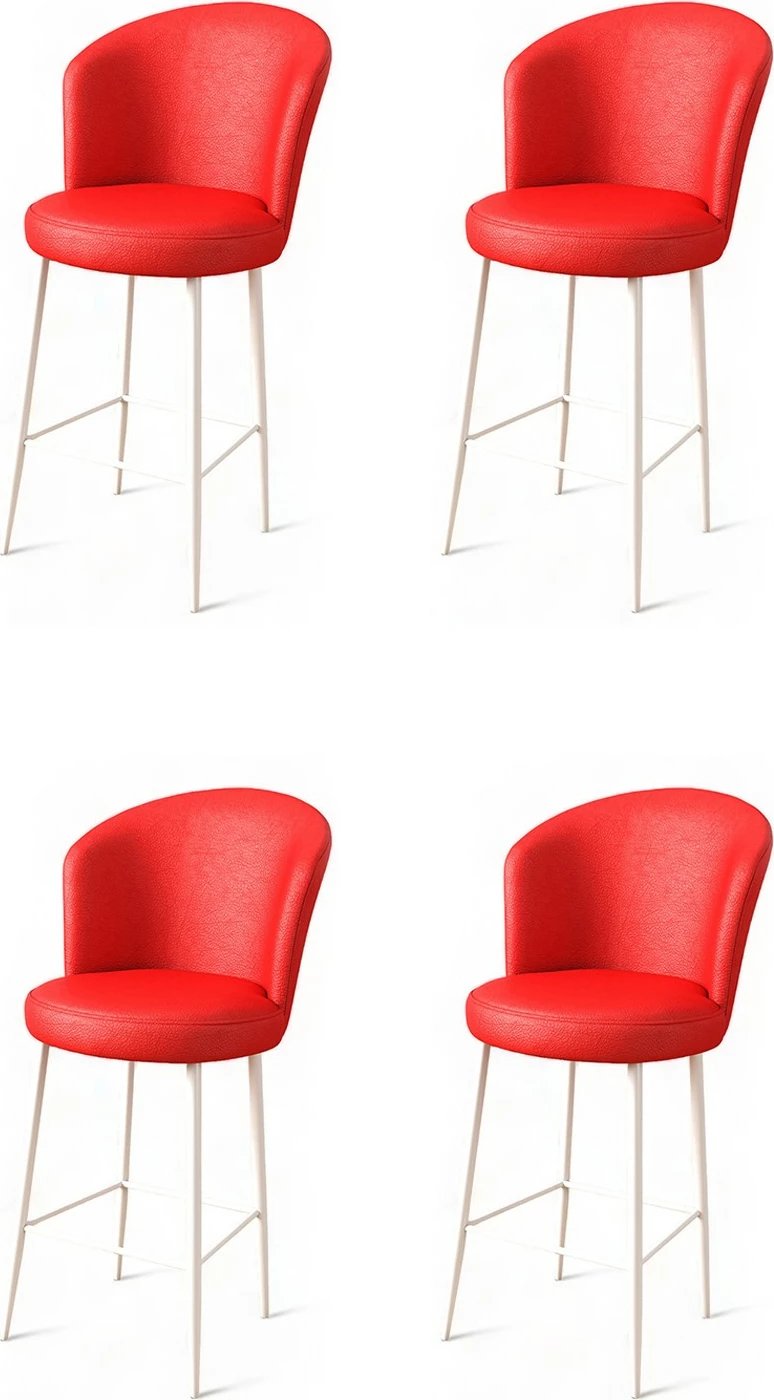 Set karrigesh për bar (4 copë), Hanah Home Uras, të kuqe dhe të bardha