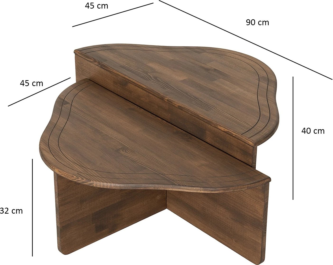 Tavolinë e ulët Hanah Home, Altopiano, ngjyrë arre