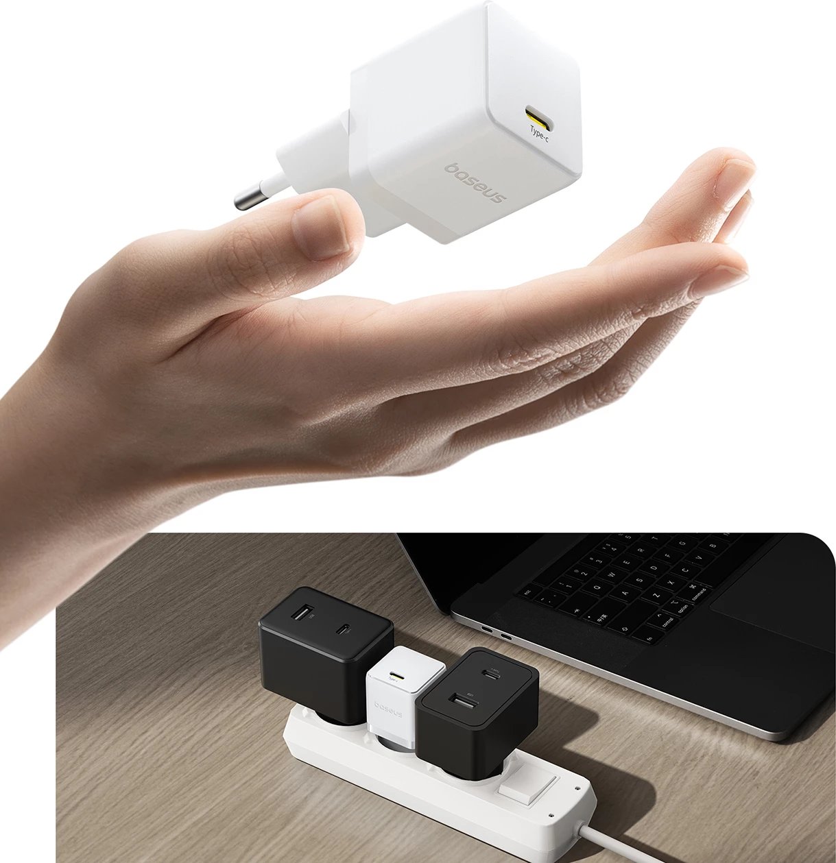 Karikues muri Baseus Palm 20W, USB-C, i bardhë