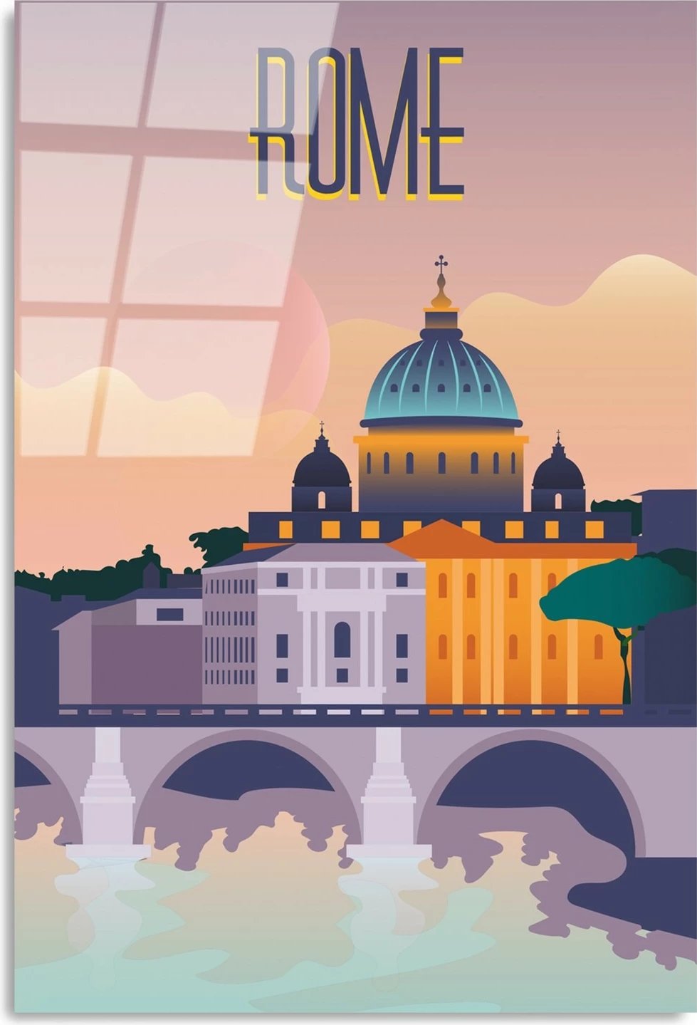 Pikturë dekorative prej xhami të temperuar, Wallity, UV-1026, 30x45cm