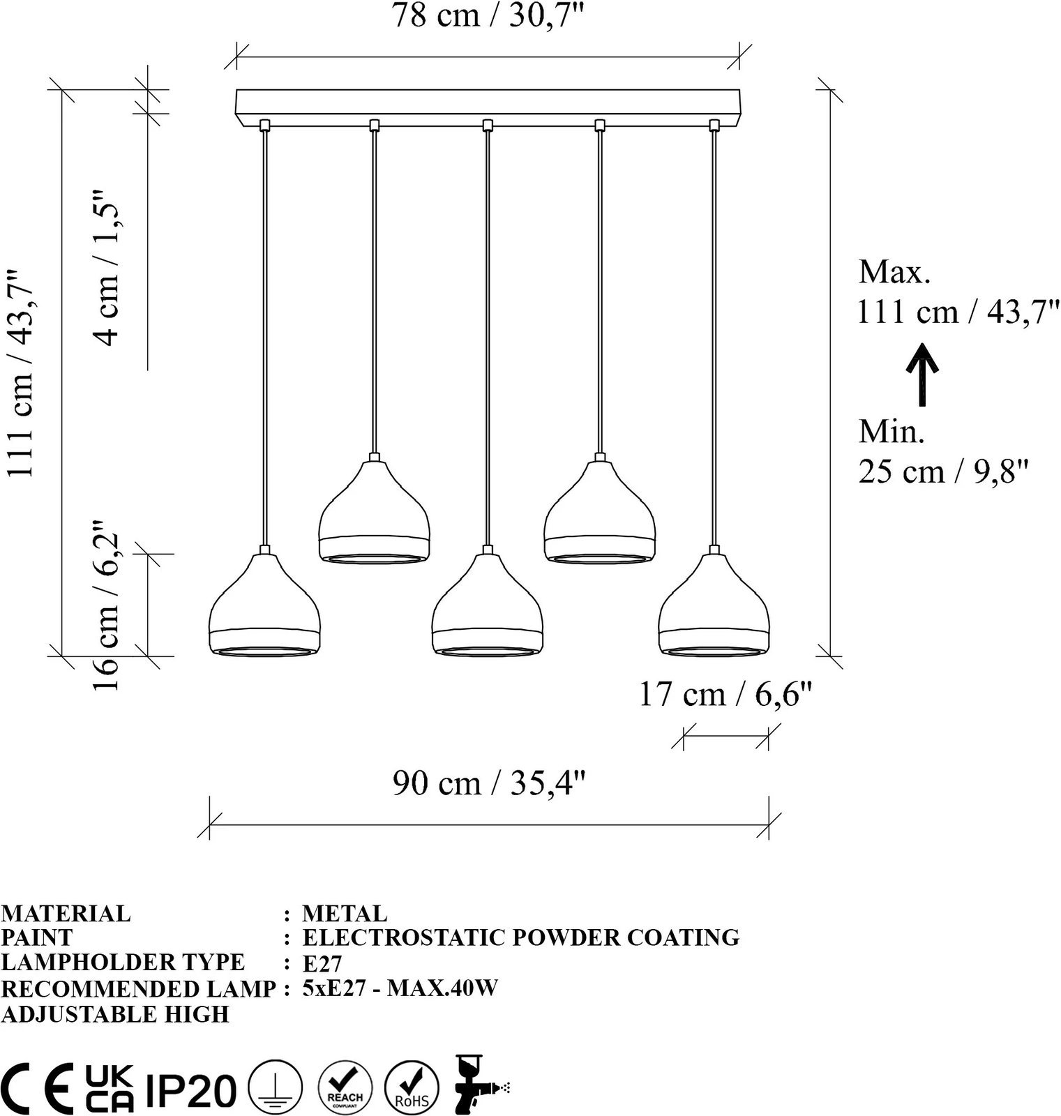 Llambë tavani Opviq Yildo, e bardhë, M-7012