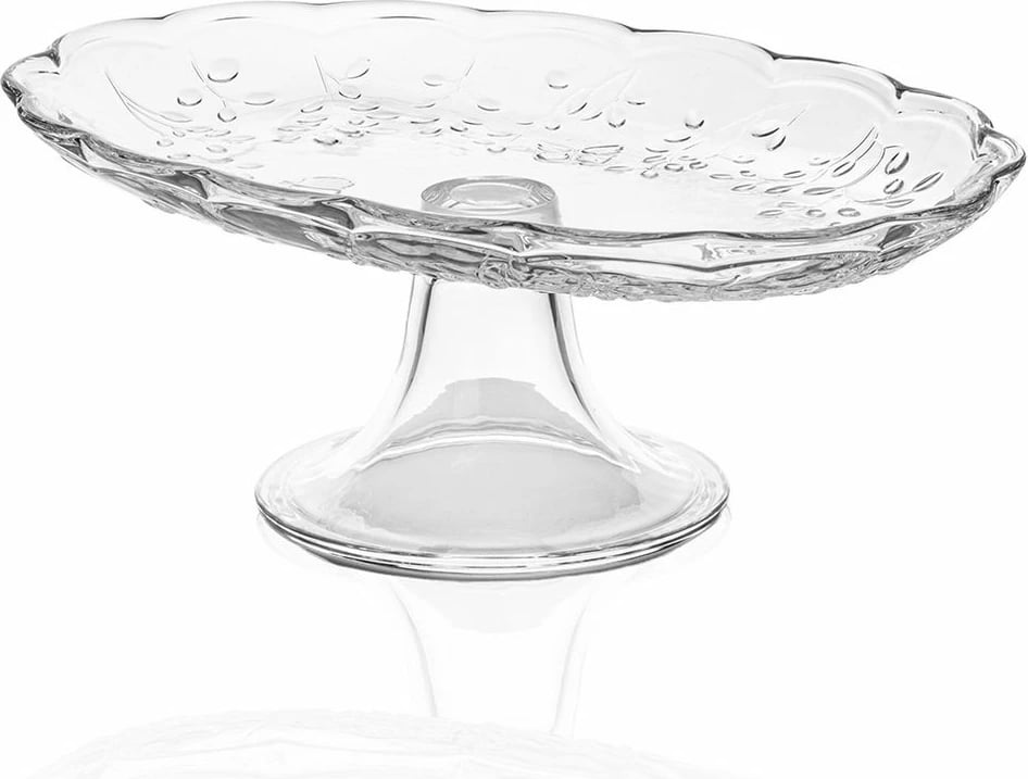 Pjatë për servirje tortash Hermia, qelq transparent, CAM0498