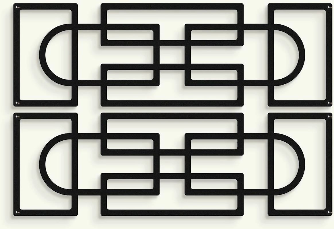 Set dekorativ metalik për mur, 2 copë, ngjyrë e zezë, Echo Forms, Wallity, APT837