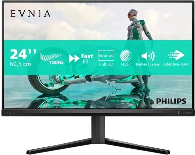 Monitor Philips Evnia 3000 24M2N3200S/00 24" 180 Hz Fast IPS Full HD HDR Adaptive-Sync me altoparlantë të integruar, e zezë/blu/gri