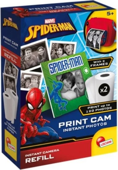 Rimbushje për kamerë Spiderman Print Cam, Lisciani, 2 rrotulla, e bardhë