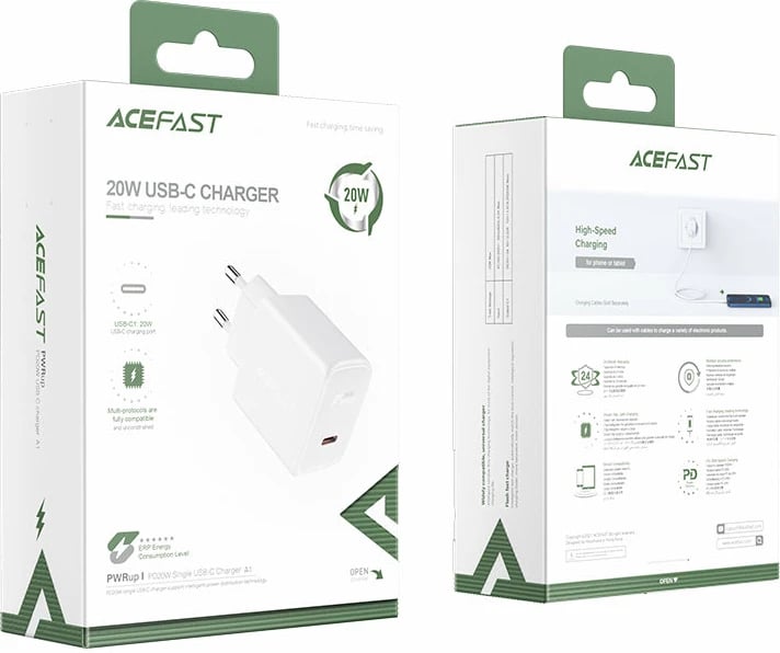 Karikues i shpejtë Acefast A1, USB Type-C, 20W, i bardhë