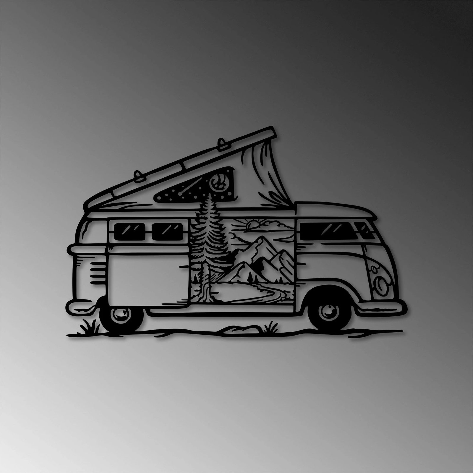 Aksesor dekorativ metalik për mur Wallity, karavan