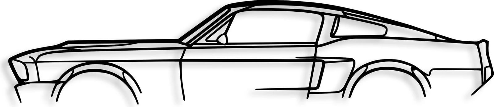 Aksesor dekorativ metalik për mur, siluetë Ford Mustang Shelby GT500, 70x15cm