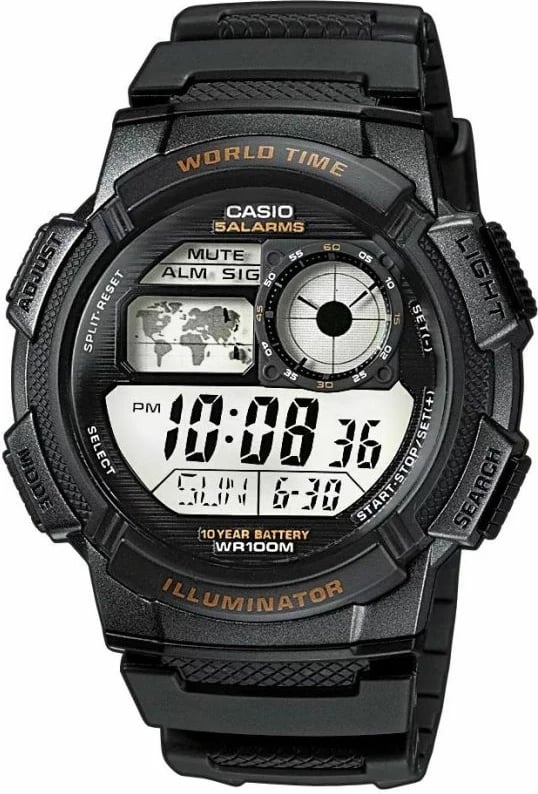 Orë dore për meshkuj Casio, e zezë