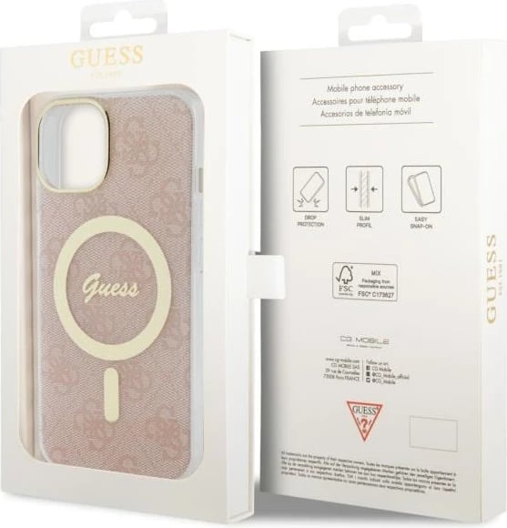 Mbështjellës Guess 4G MagSafe për iPhone 14 Plus 6.7", Rozë Mbështjellës Guess 4G MagSafe për iPhone 14 Plus 6.7", Rozë