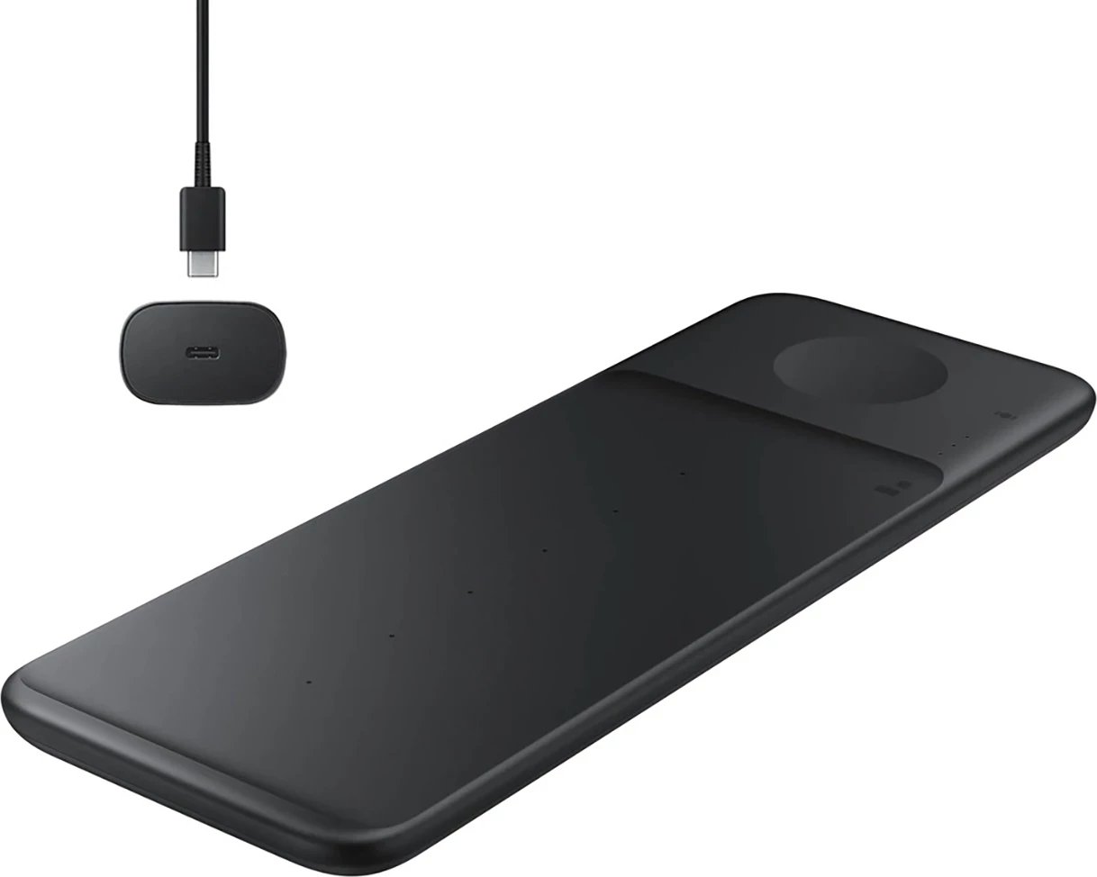 Karikues wireless Samsung Trio EP-P6300TBEGEU 3-në-1, me karikues muri dhe kabllo, i zi