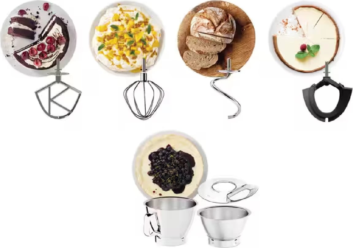 Robot kuzhine, Kenwood KVC85.004SI, 1200 W, dy tasë 5 L + 3.5 L, peshore EasyWeigh, DuoBowl, argjendtë