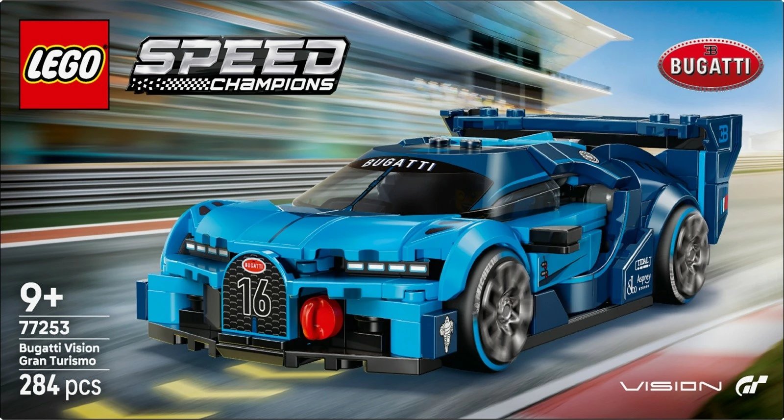 set konstruktues LEGO Speed Champions Bugatti Vision Gran Turismo 77253, 284 pjesë, për moshat 9+, blu