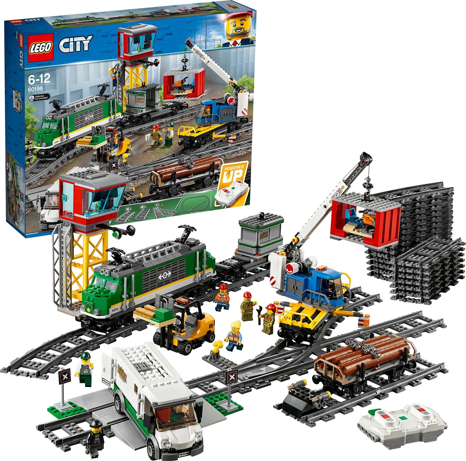 Set ndërtimi LEGO City Cargo Train Power Functions 60198, 1226 pjesë, 6+ vjeç, shumëngjyrësh