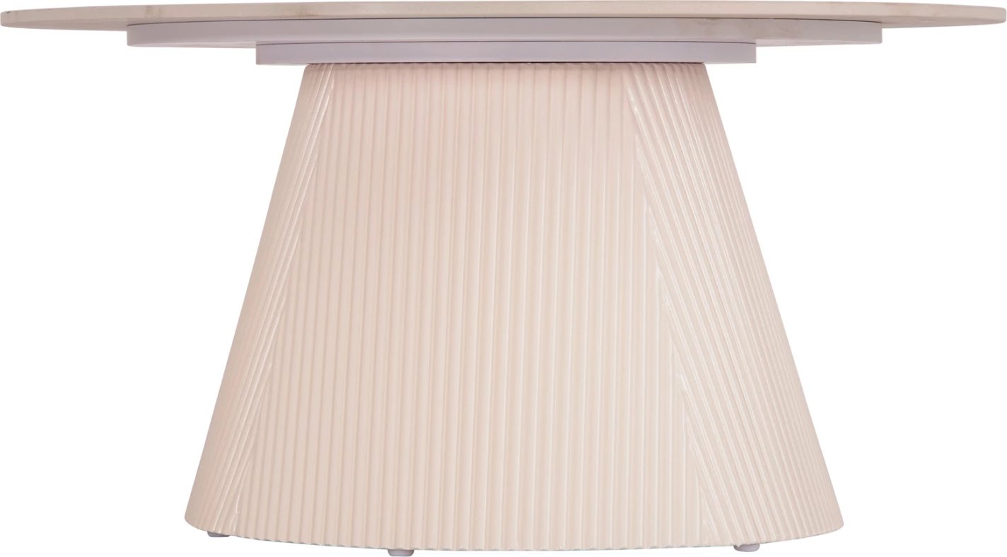 Tavolinë kafeje DUNCAN, sipërfaqe qeramike, bazë MDF, ngjyrë krem e bardhë, Φ80x41H cm.