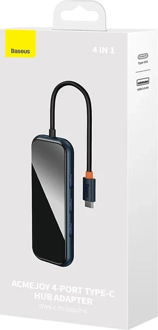 Adapter Baseus WKJZ010513 4-në-1, USB-C në 4xUSB 3.0, Gri e errët