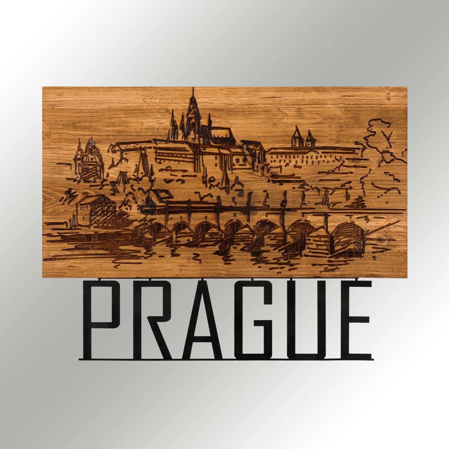 Aksesor dekorativ prej druri për mur, Wallity, Pragë