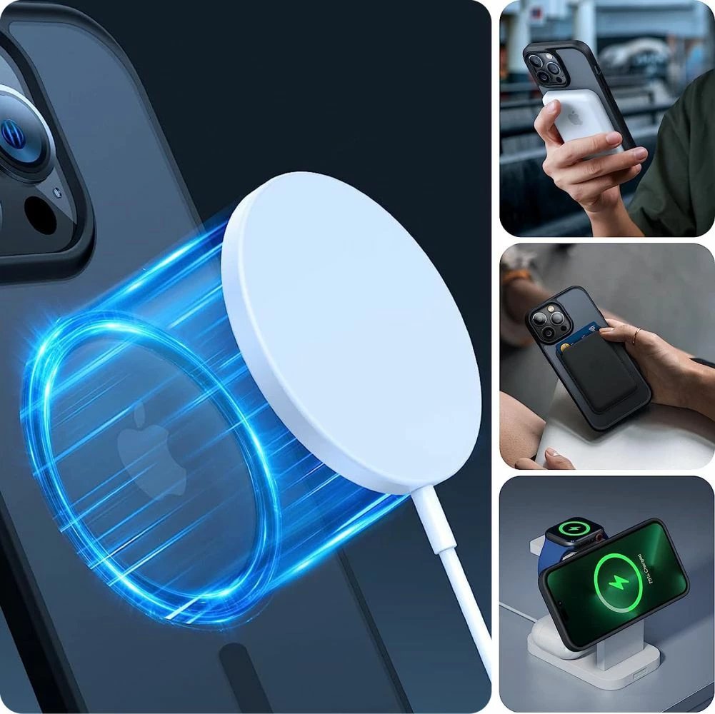 Mbështjellës Tech-Protect MagMat MagSafe për iPhone 15, Gjysem-transparent, Zi